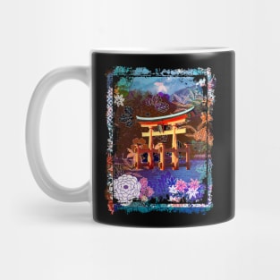 Japan Torii Gate In Water Mountain Collage Art 73 Mug